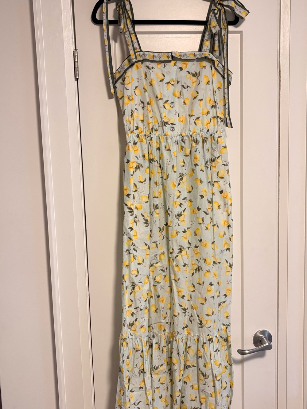 Gal Meets Glam Pale Blue Lemon Print Midi Dress - Size 0